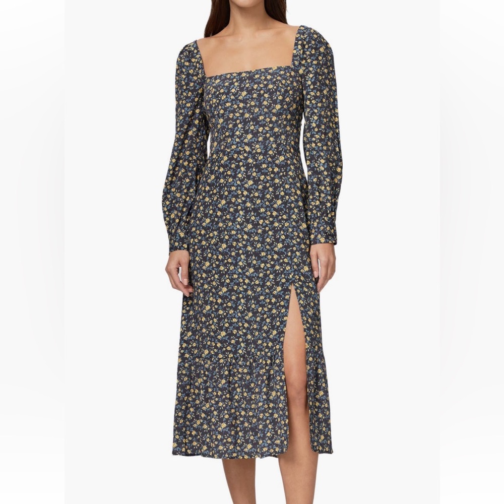 PAIGE Navy Blue Floral Long Sleeve Dress